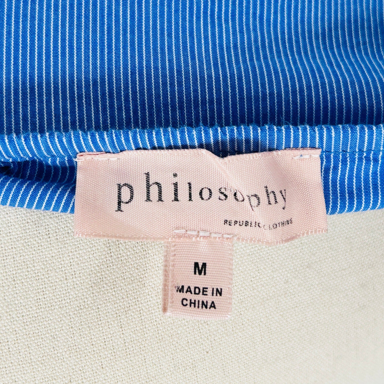 Philosophy Blue White Preppy Nautical Off-the-Shoulder Tiered Sleeve Top