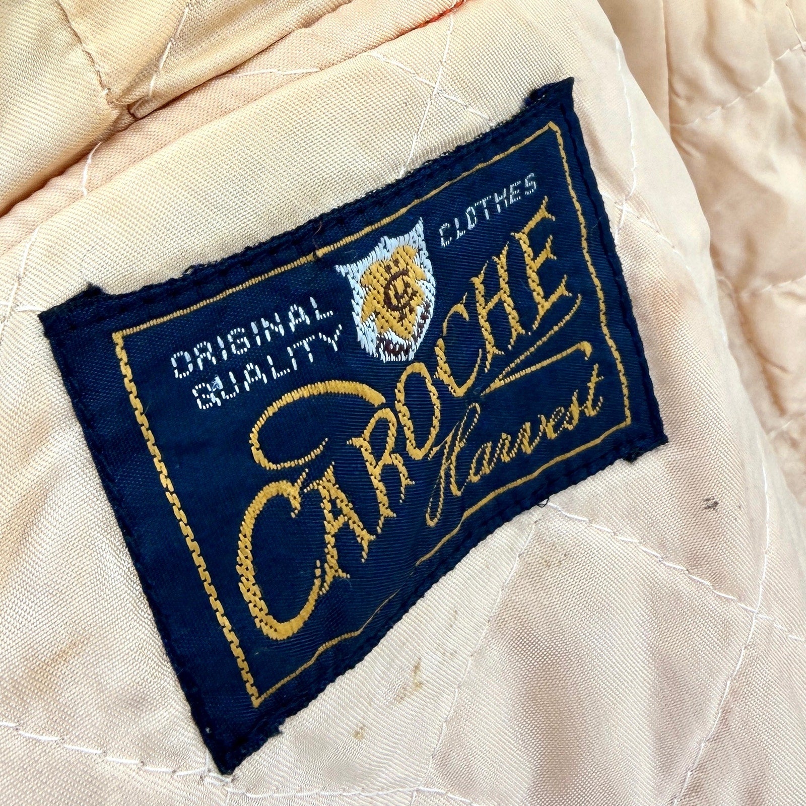 Vintage 80s/90s Caroche Harvest Orange Wool Blend Hooded Toggle Duffle Coat