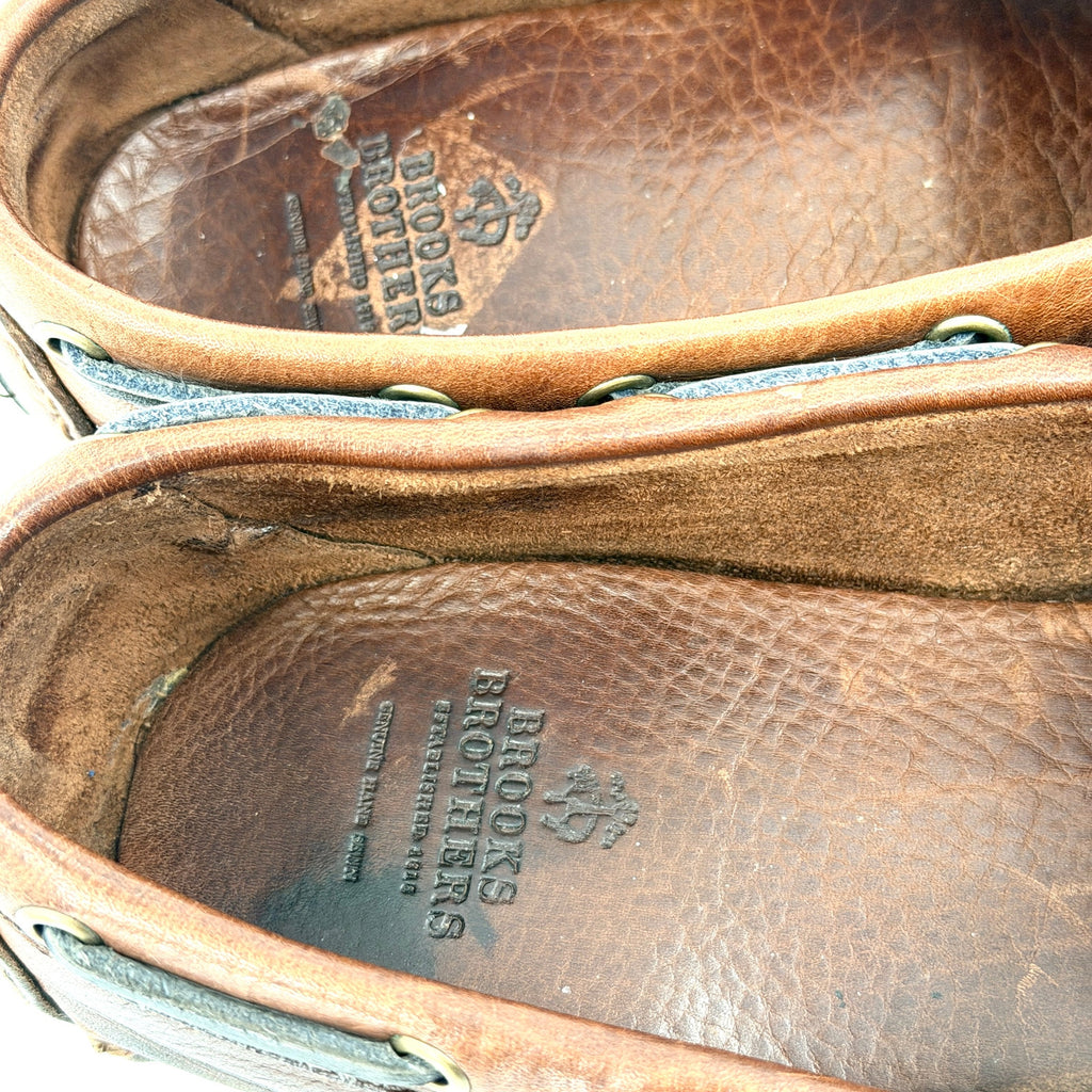 Vintage 90s Brooks Brothers Brown Leather Pebble Grain Driving Loafers