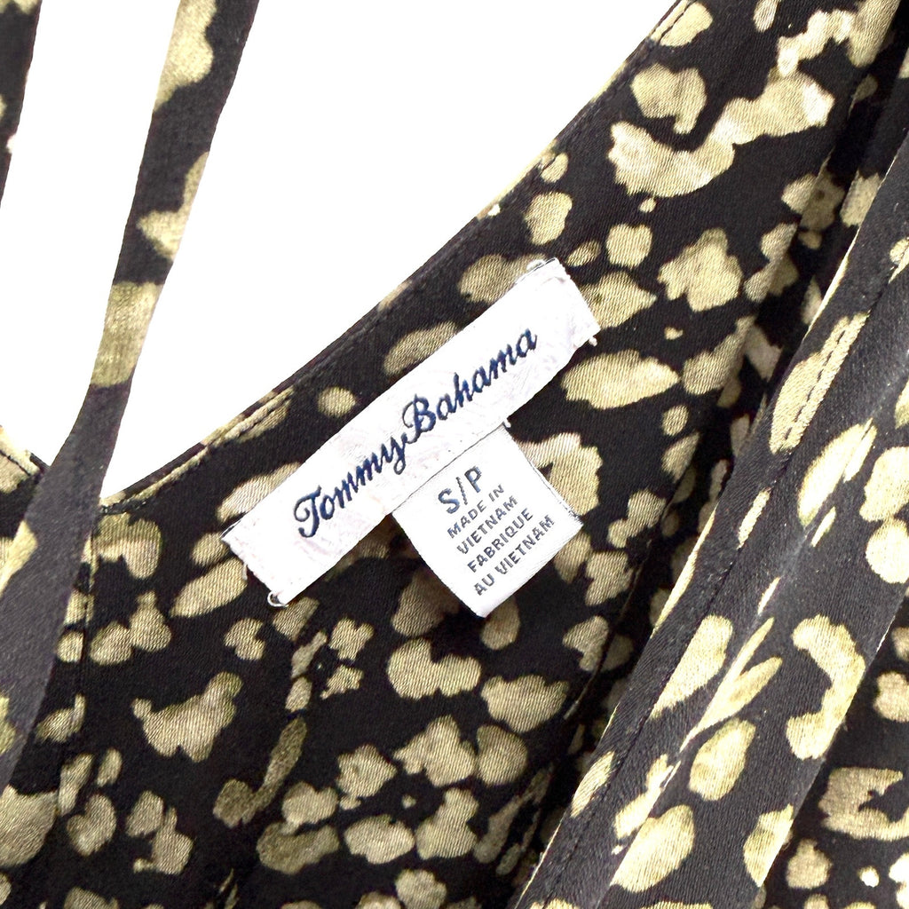 Tommy Bahama Black Green Leopard Print Wide Leg Stretch Jumpsuit