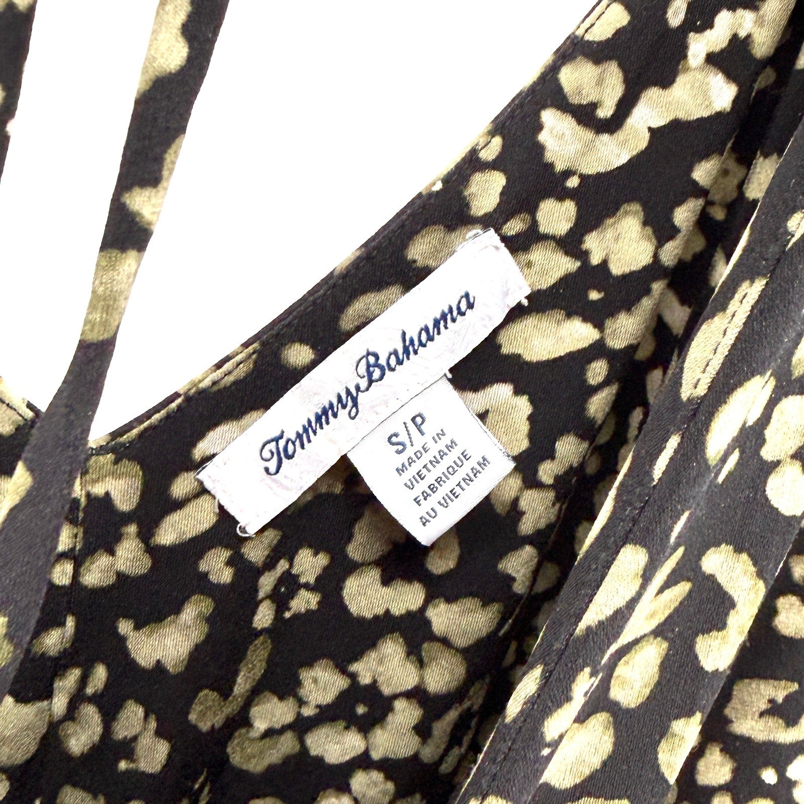 Tommy Bahama Black Green Leopard Print Wide Leg Stretch Jumpsuit