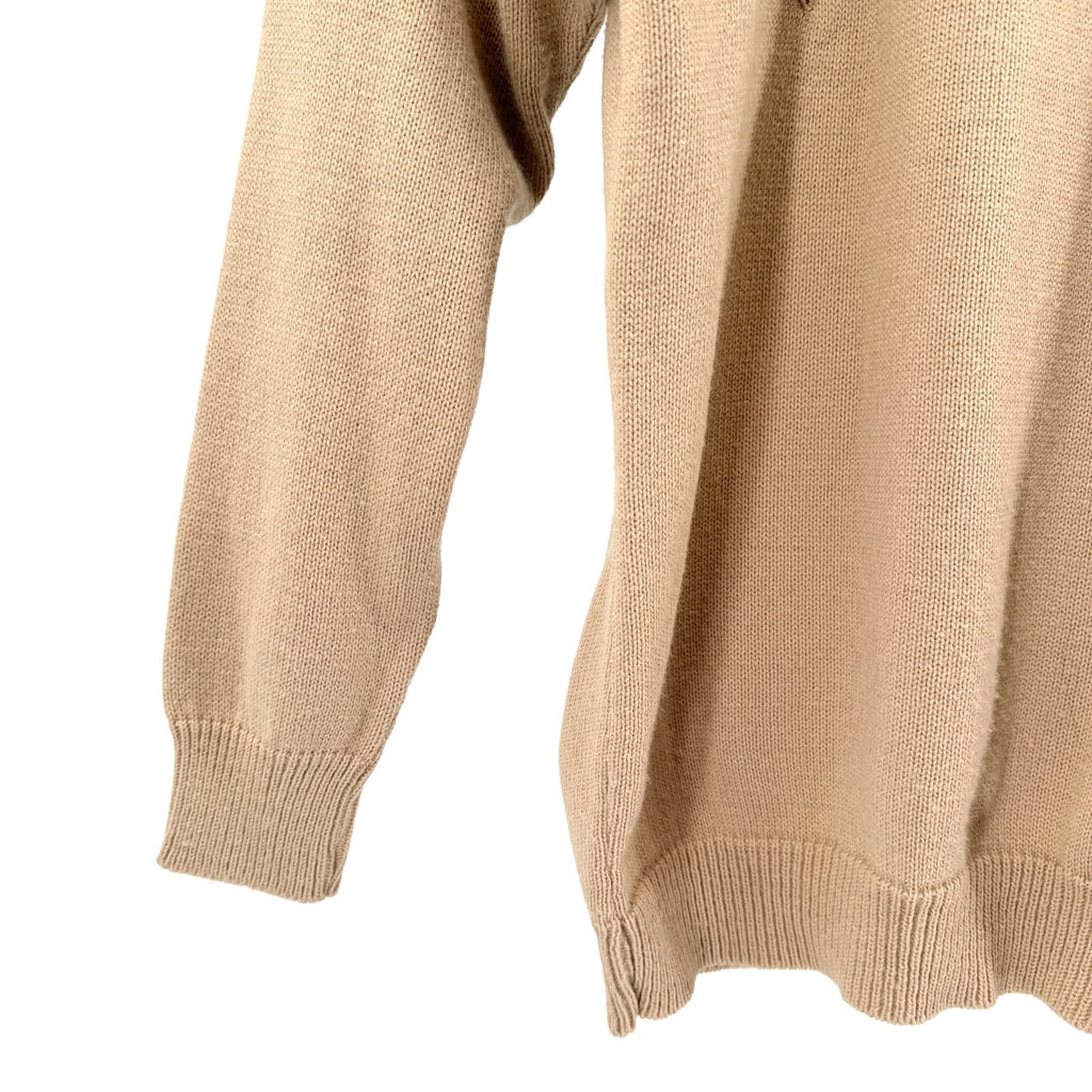 Vintage 80s Rugby Road Tan Faux Leather Tassel Abstract Applique Sweater
