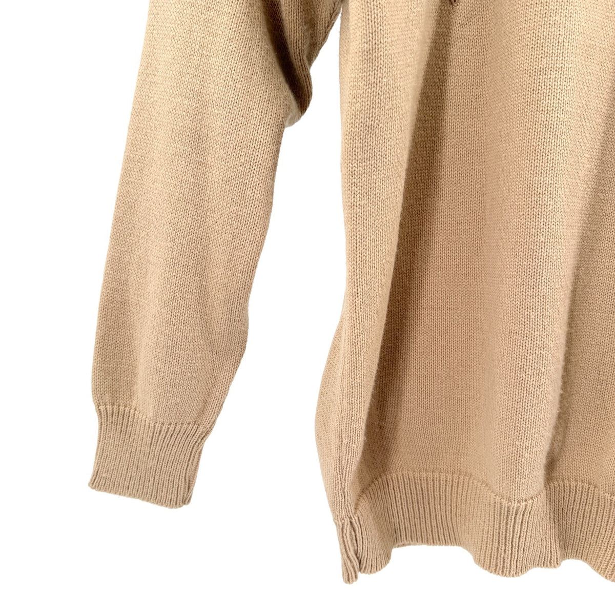 Vintage 80s Rugby Road Tan Faux Leather Tassel Abstract Applique Sweater