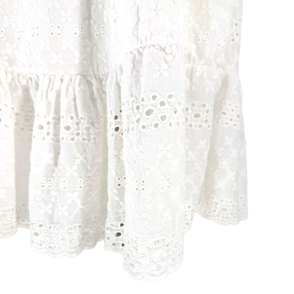 Lungo L'arno White 100% Cotton Eyelet Lace Sleeveless Midi Dress