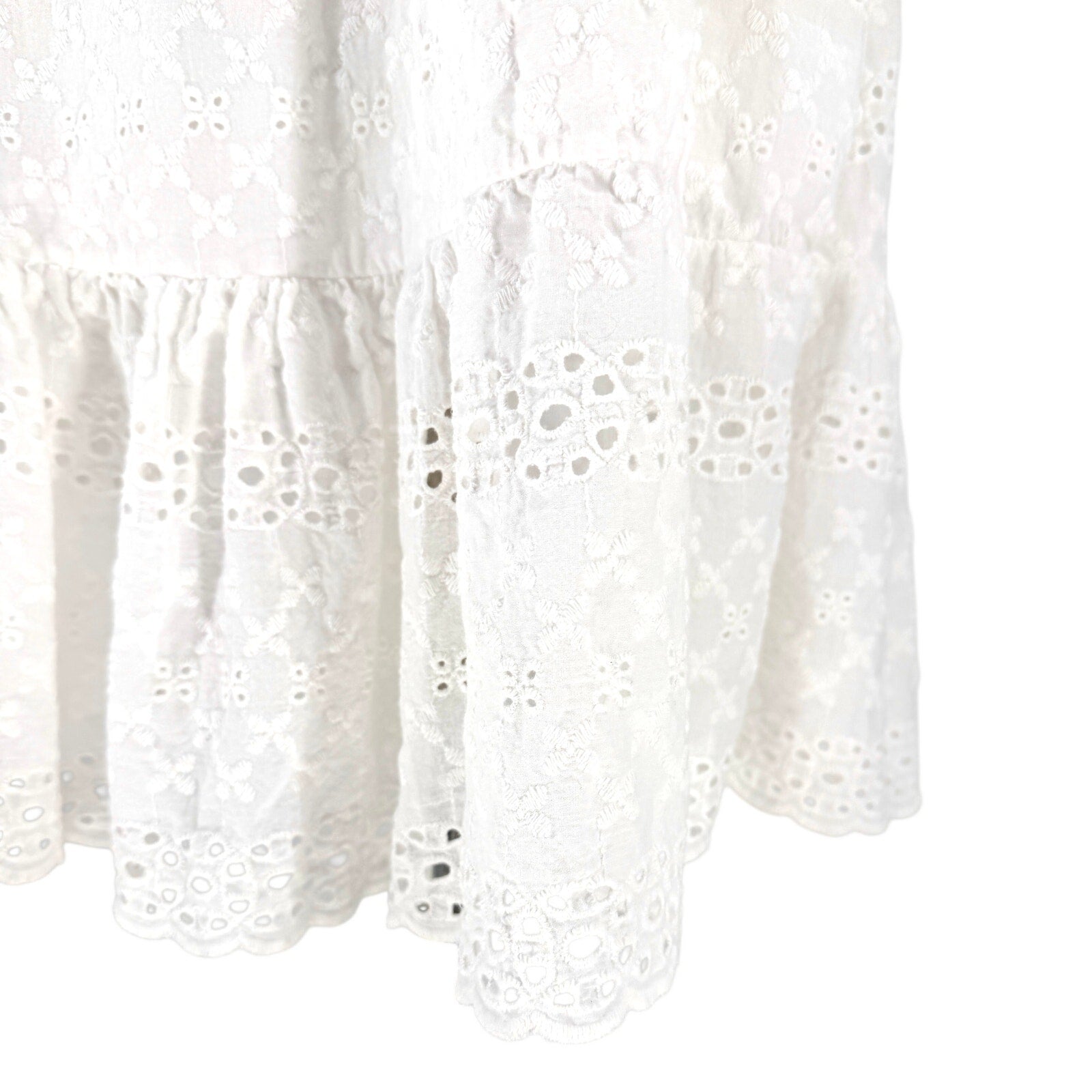 Lungo L'arno White 100% Cotton Eyelet Lace Sleeveless Midi Dress