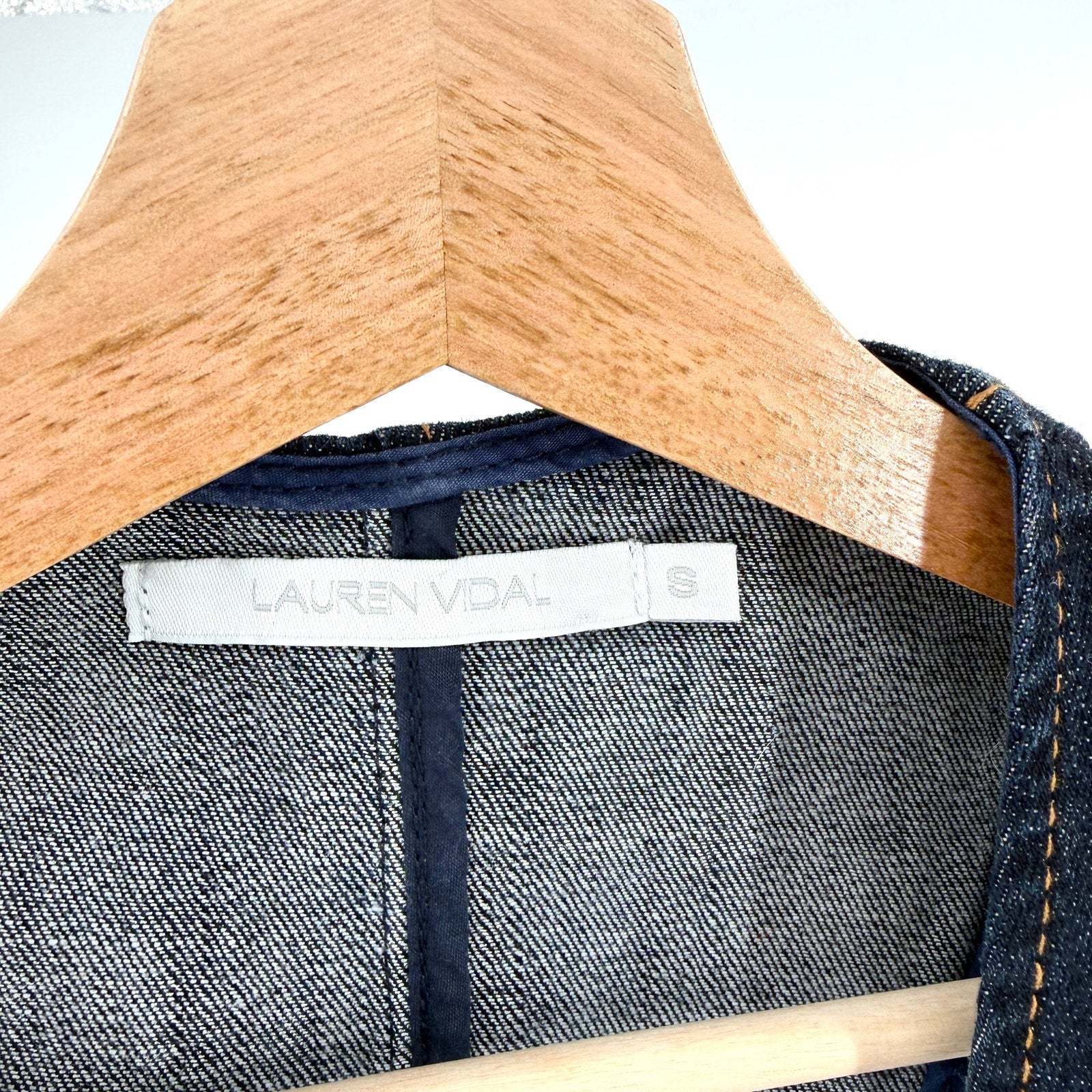 Lauren Vidal Blue Denim Zip Pocket Vest