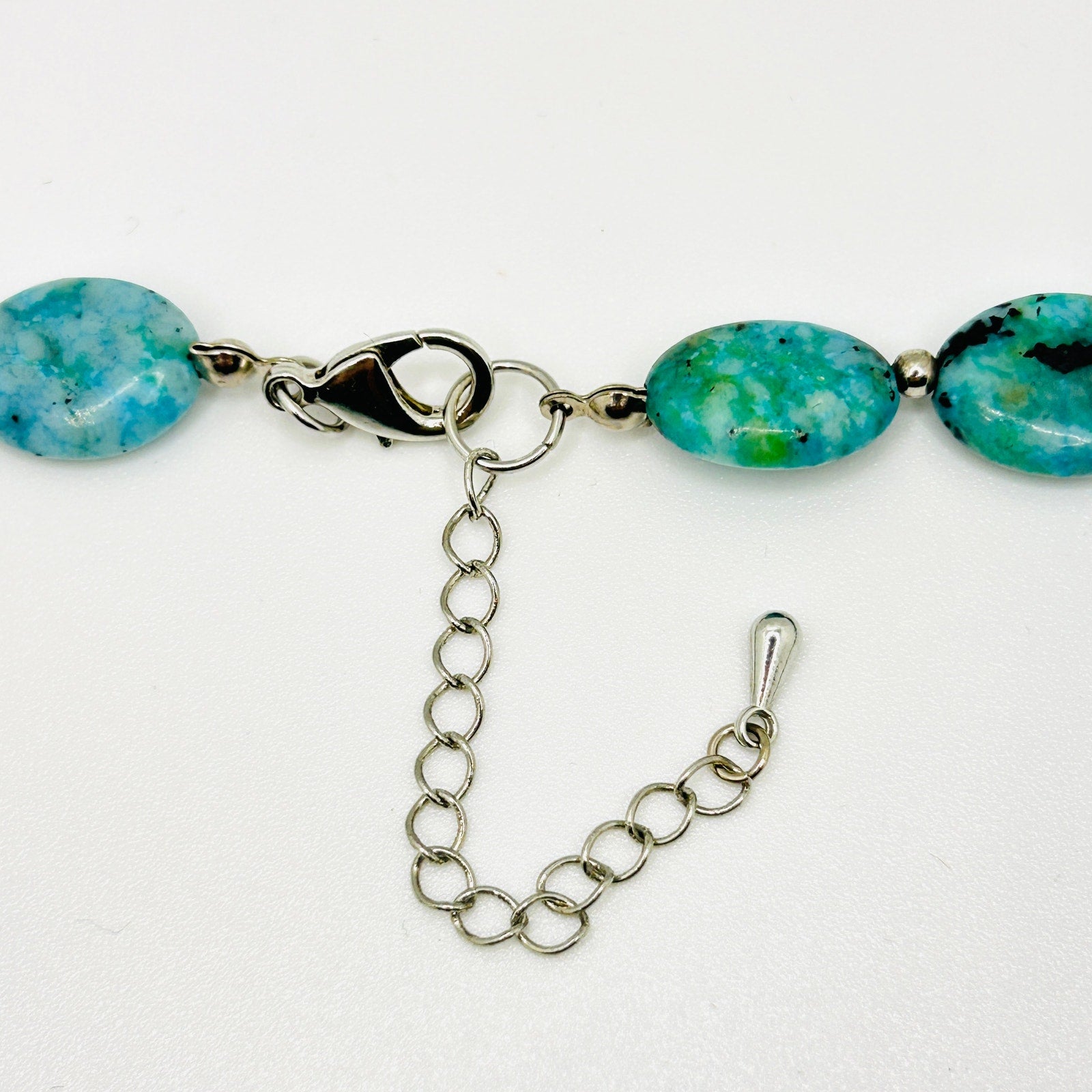 Vintage Y2K Stauer Sterling Silver Turquoise Green Chrysocolla Pendant Necklace