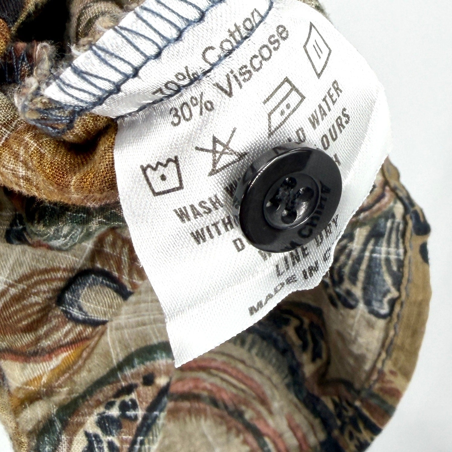 VatPave Olive Green Floral Paisley Cotton Blend Short Sleeve Button Up Shirt