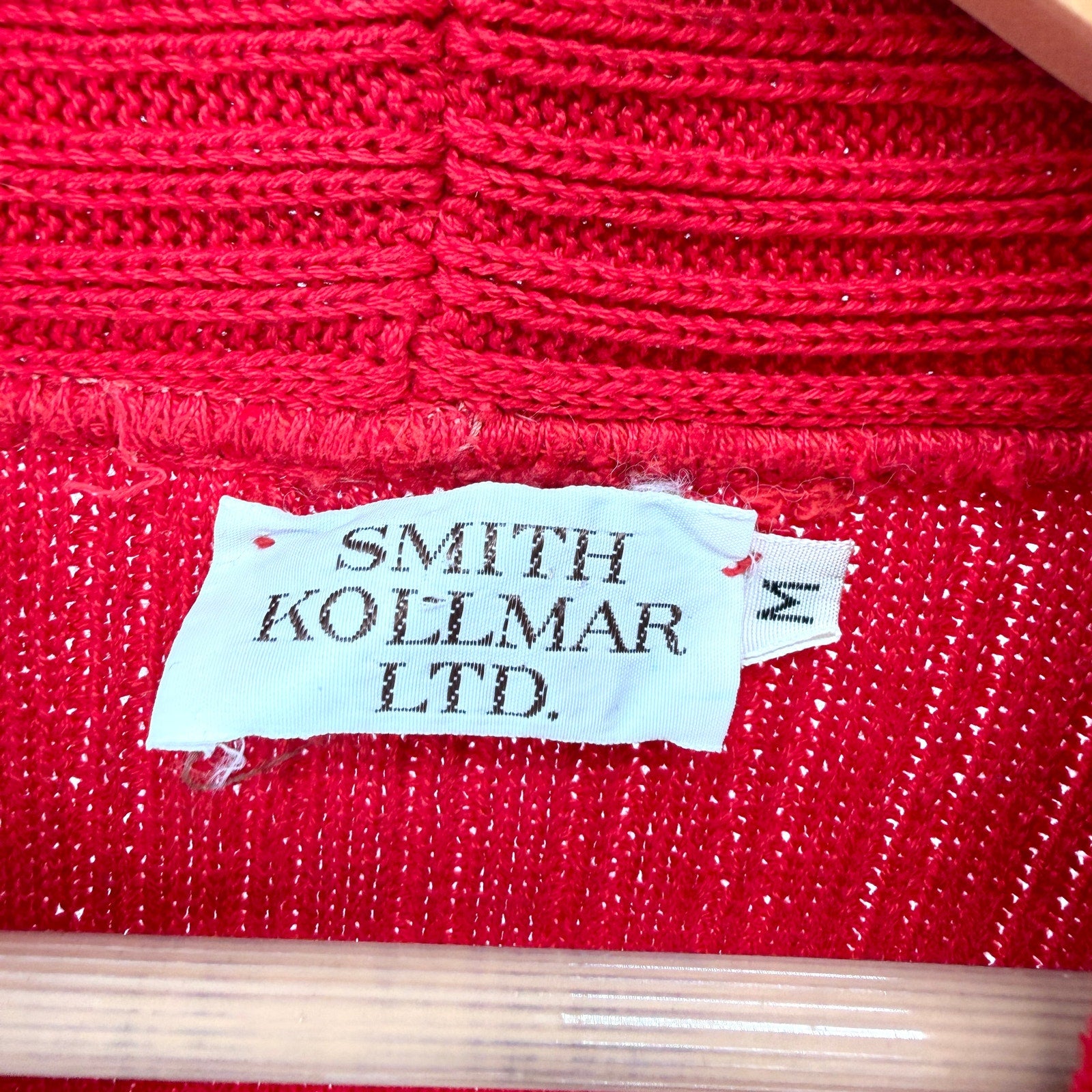 Vintage 80s Smith Kollmar Ltd Red Double Breasted Ribbed Cardigan Sweater