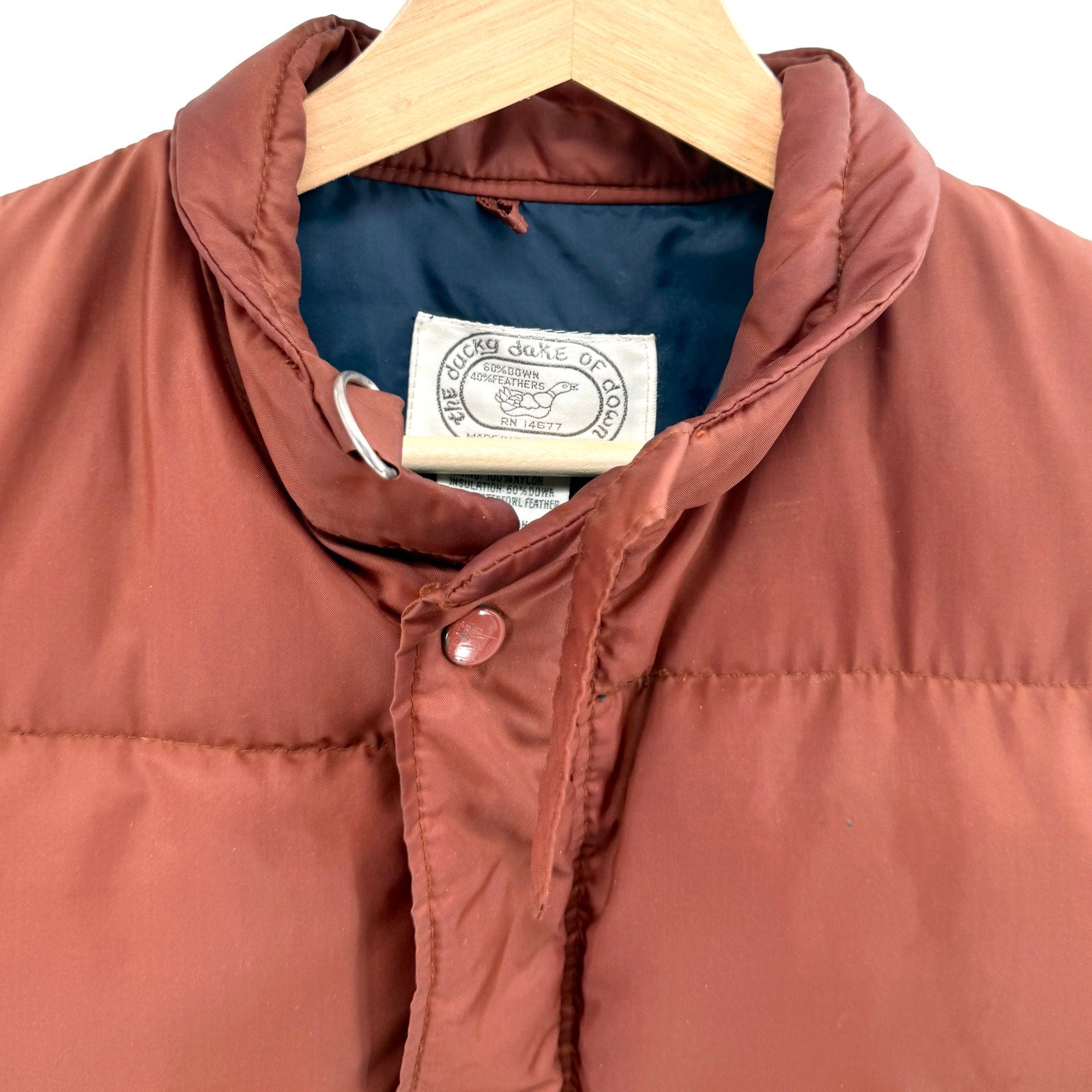 Vintage 70s The Ducky Drake of Down Rust Orange Puffer Vest