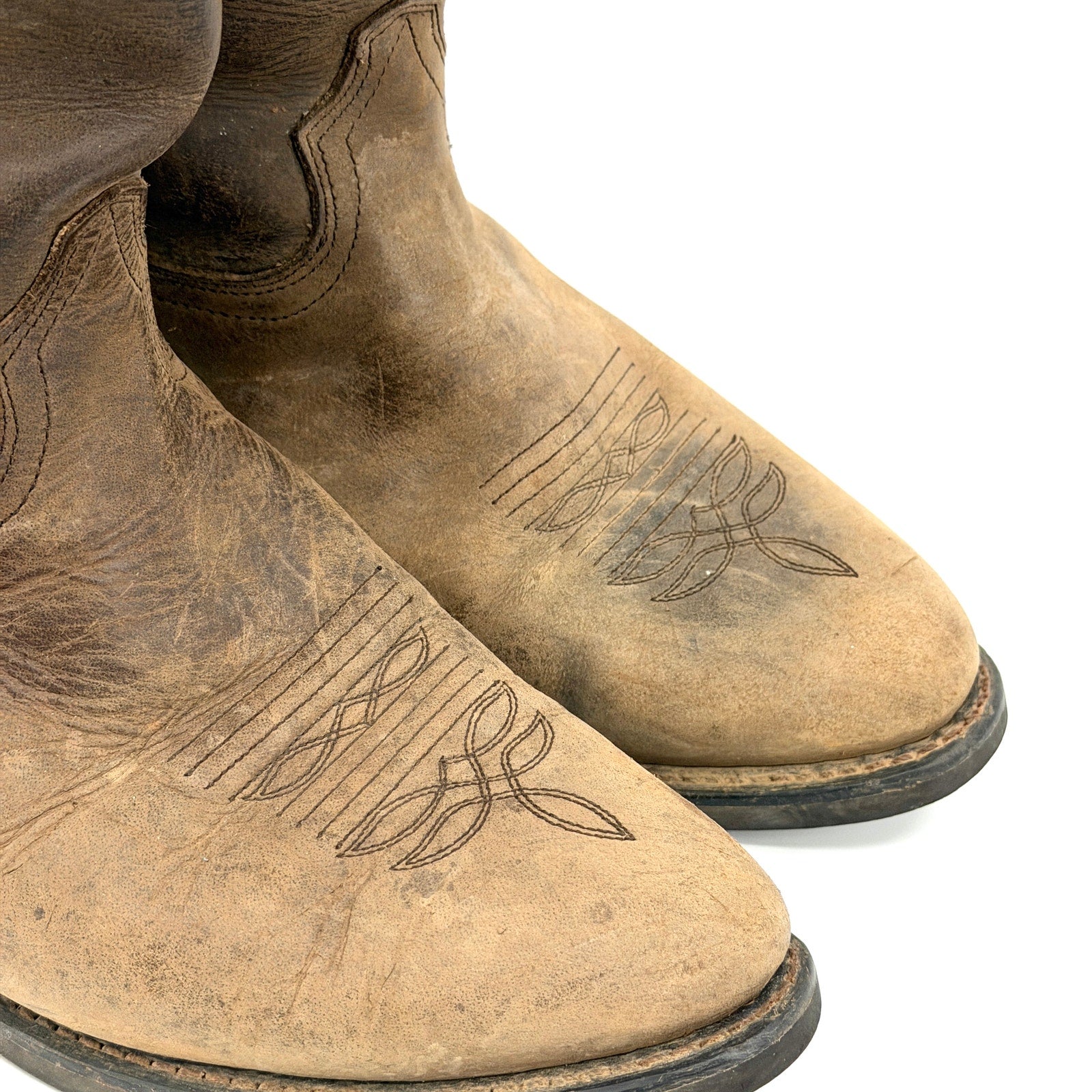Guide Gear Distressed Brown Genuine Leather Western Cowboy Boots Shoes