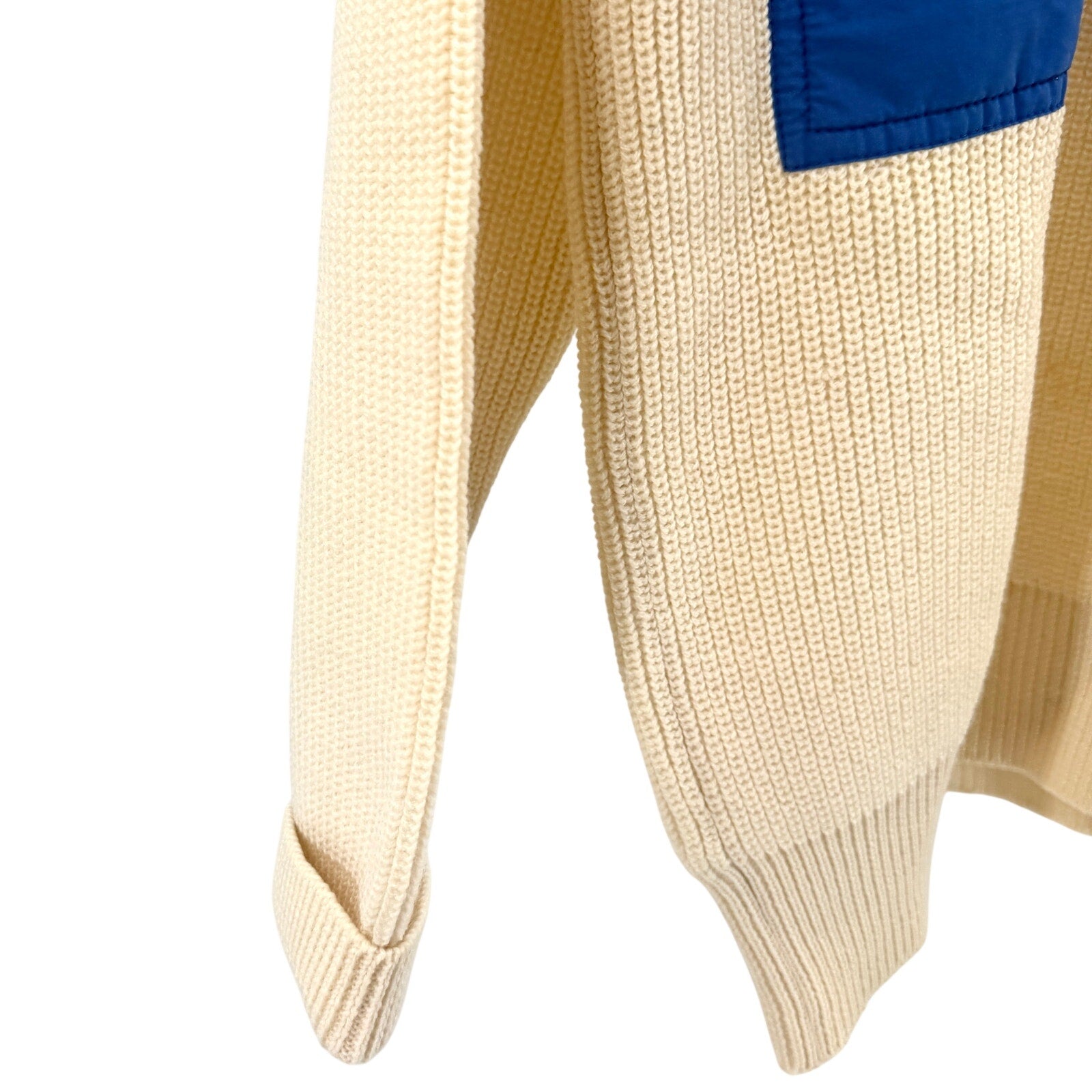 Vintage 90s Silvy Tricot Cream 100% Pure Wool Colorblock Ski Quarter Zip Sweater