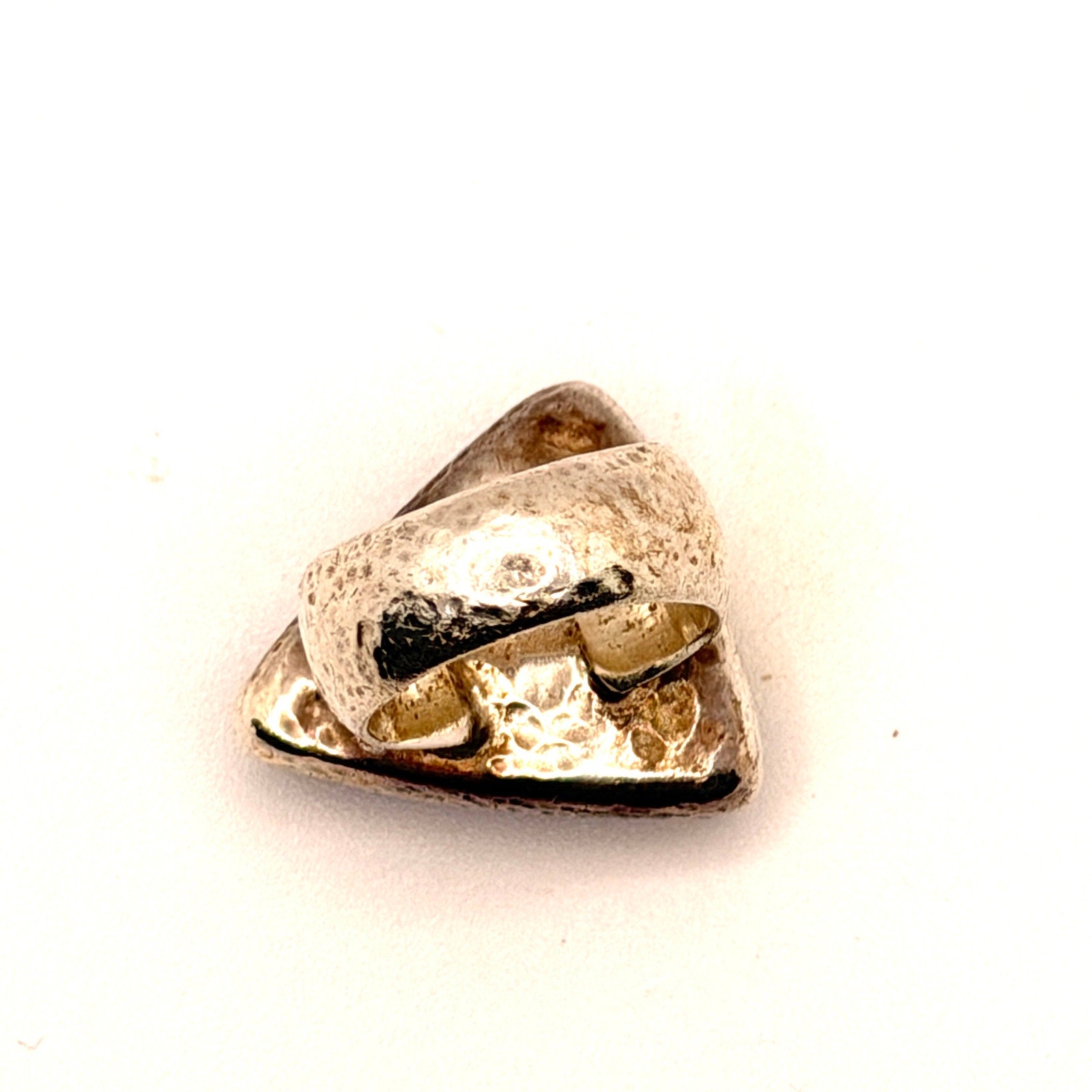 Vintage 90s Blue Lapis Lazuli Sterling Silver Hammered Triangle Ring