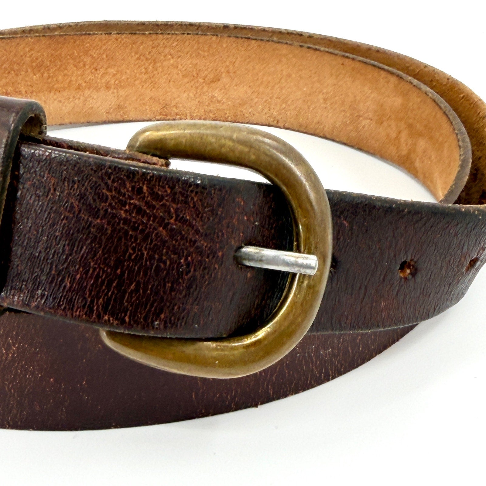 Vintage 90s Rovden Genuine Leather 12 Gauge Shotgun Shell Brass Buckle Belt