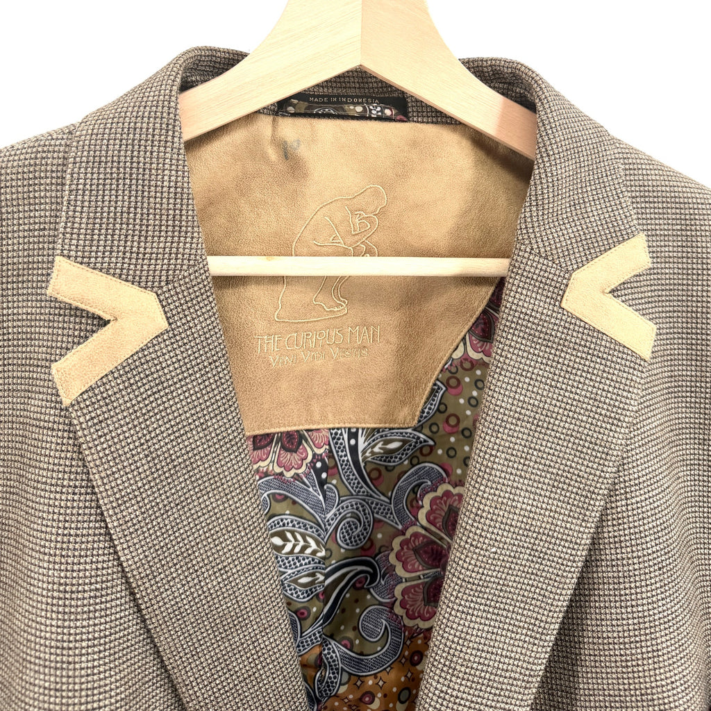 Vintage Y2K Austin Reed Curious Man Brown Silk Wool Blazer