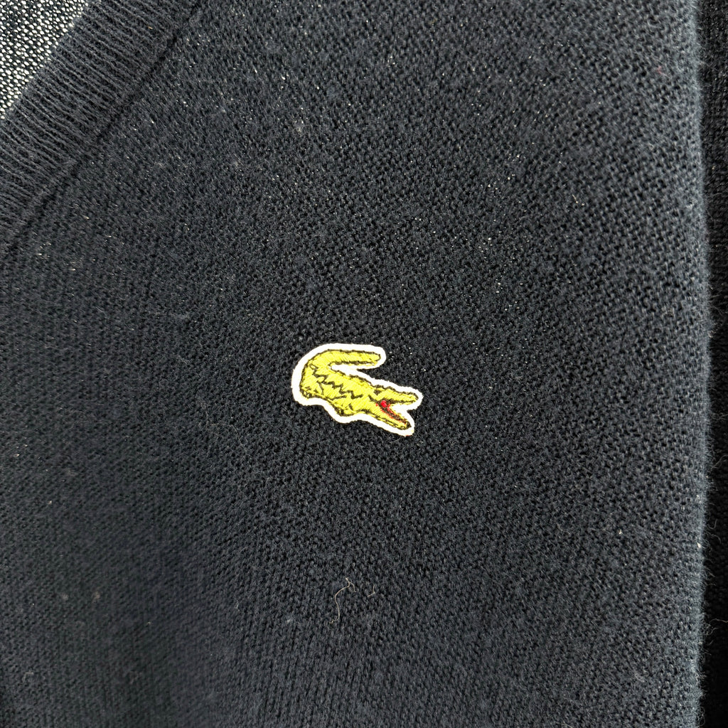Vintage 80s Izod Lacoste Navy Blue V-Neck Orlon Acrylic Sweater