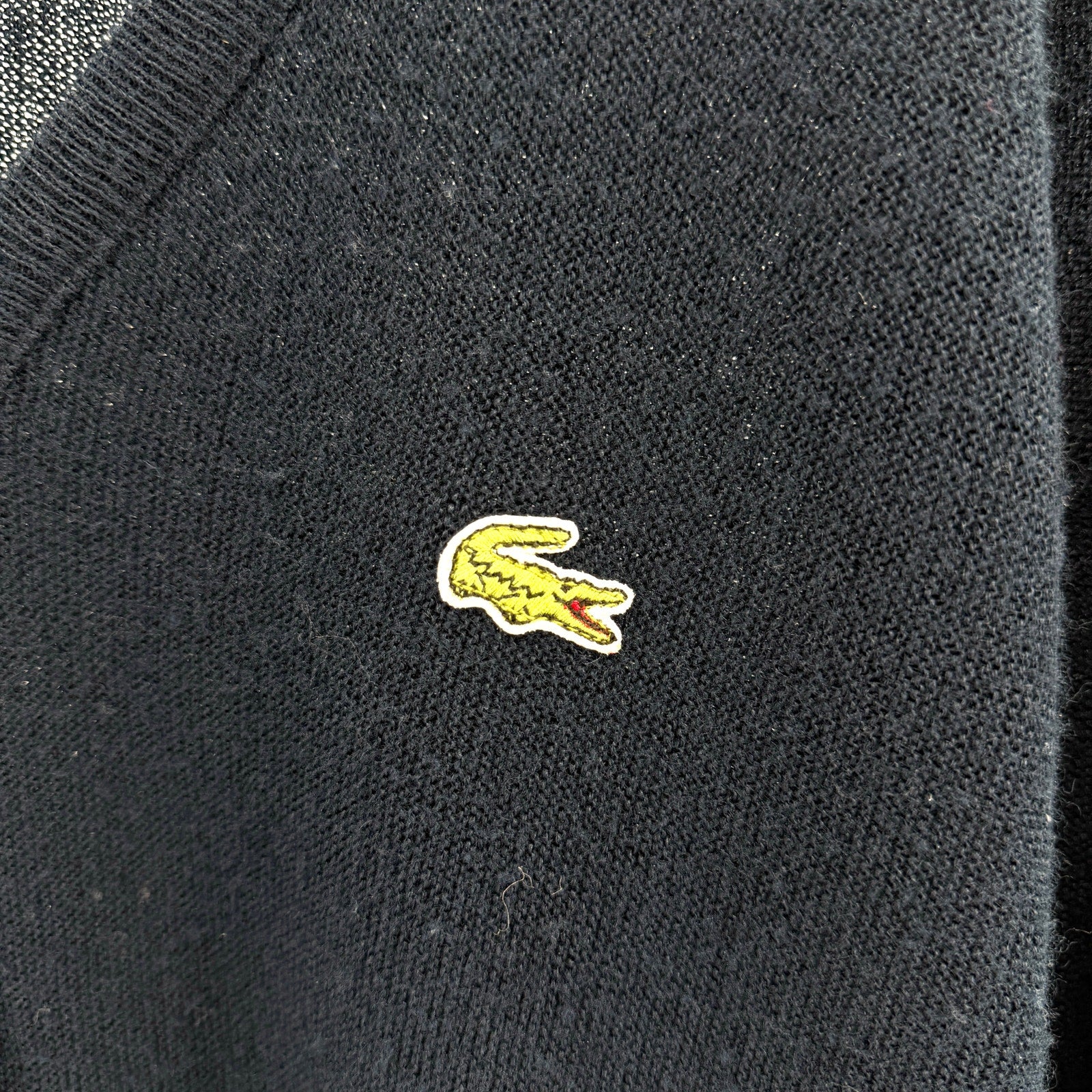 Vintage 80s Izod Lacoste Navy Blue V-Neck Orlon Acrylic Sweater