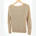 Vintage 90s Brooks Brothers Camel Ribbed 100% Cotton Cable Knit Sweater