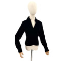 Ann Taylor LOFT Black Velvet Collared Wrap Top