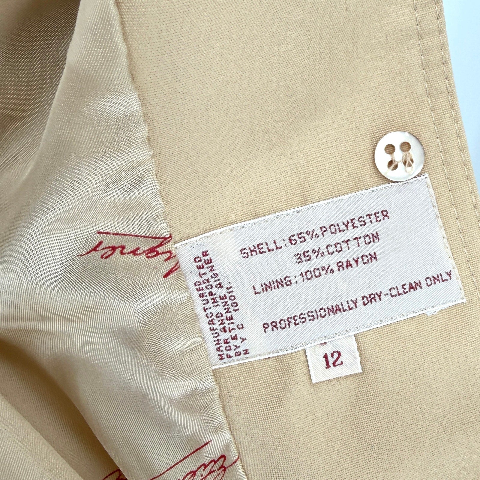 Vintage 80s Etienne Aigner Tan Equestrian Logo Clasp Pockets Blazer Jacket