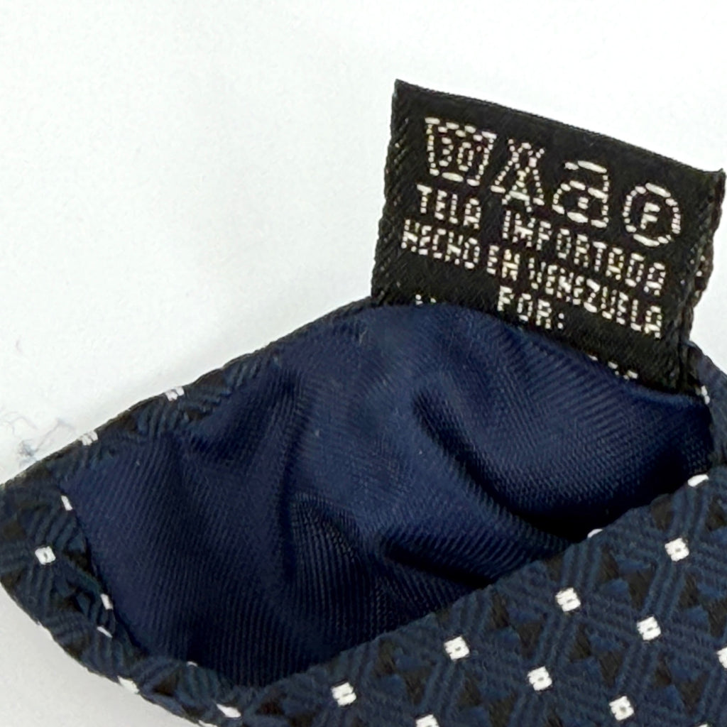 Vintage 90s Valentino Blue White Polkadot Geometric Traditional Necktie
