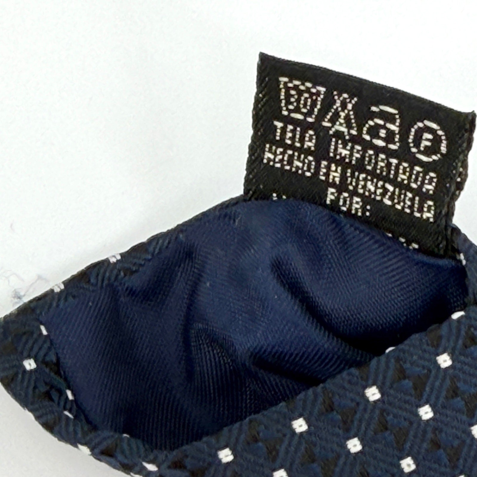 Vintage 90s Valentino Blue White Polkadot Geometric Traditional Necktie