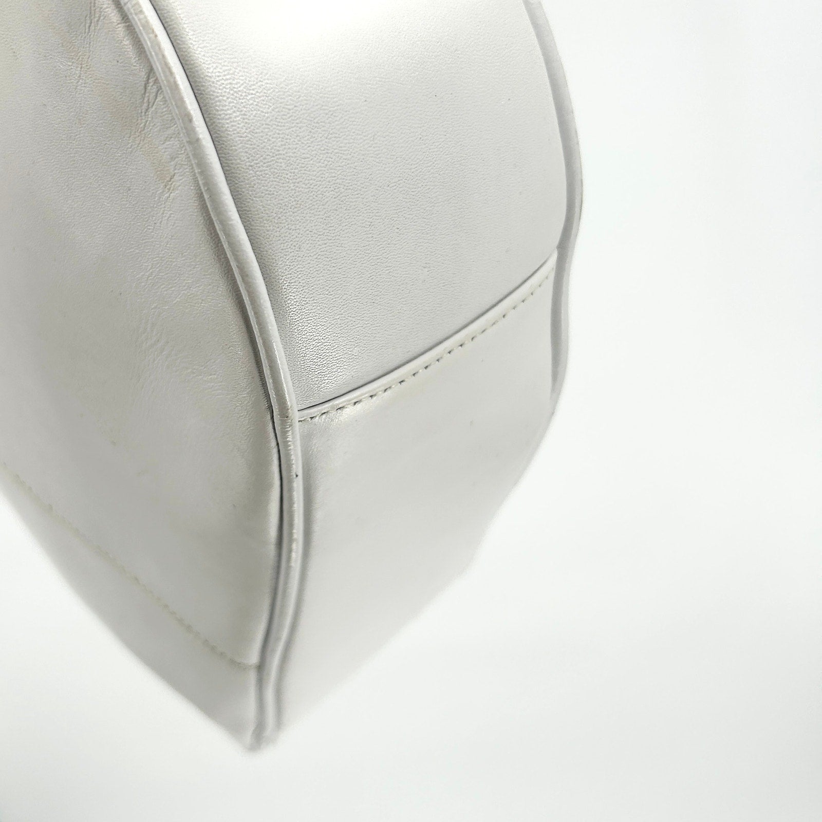 Vintage 80s Joseph B Exclusive White Leather Jewel-Embellished Satchel