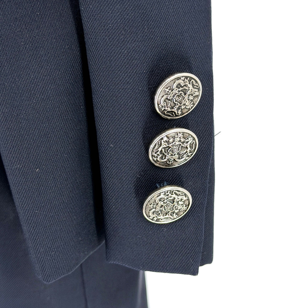 Lauren Ralph Lauren Navy Blue 100% Wool Preppy Crest Buttons Blazer