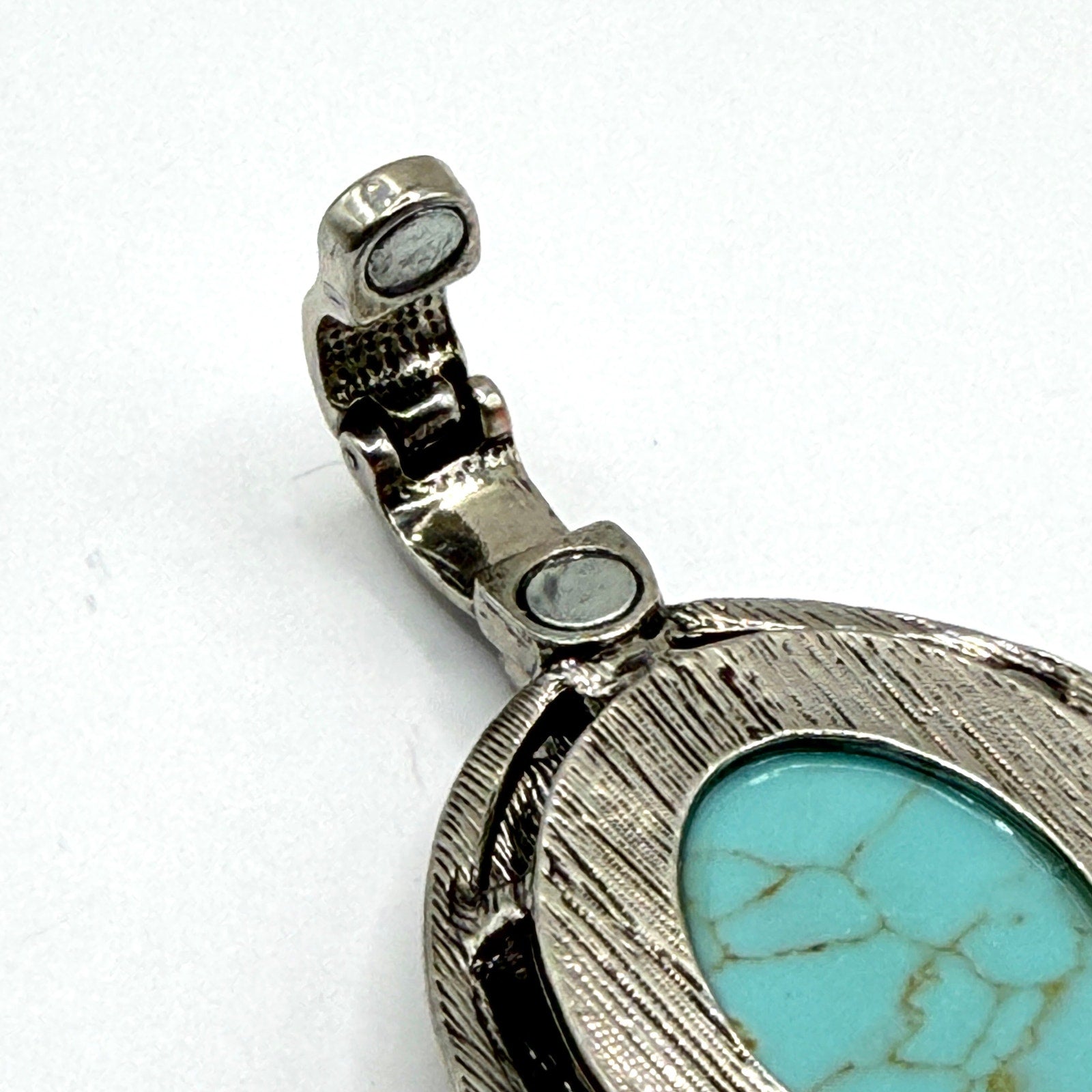 Vintage Y2K Fleur de Lis Turquoise Rhinestone Magnetic Enhancer Pendant