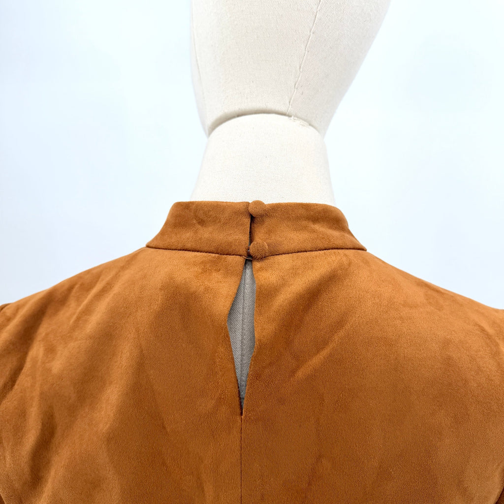 New JW PEI Brown Faux Suede Two Piece Crop Top Mini Skirt Set