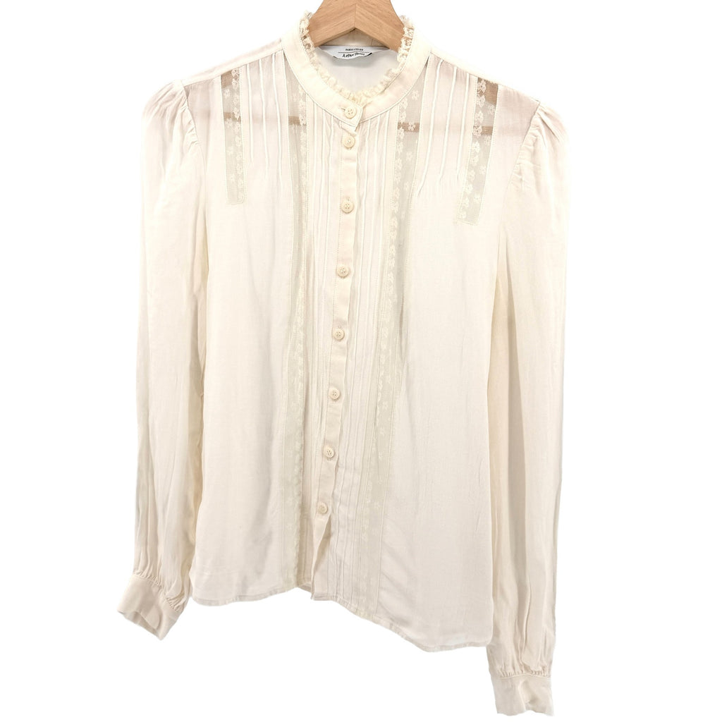 & Other Stories Paris Atelier Cream Lace Pintuck Button Down Blouse