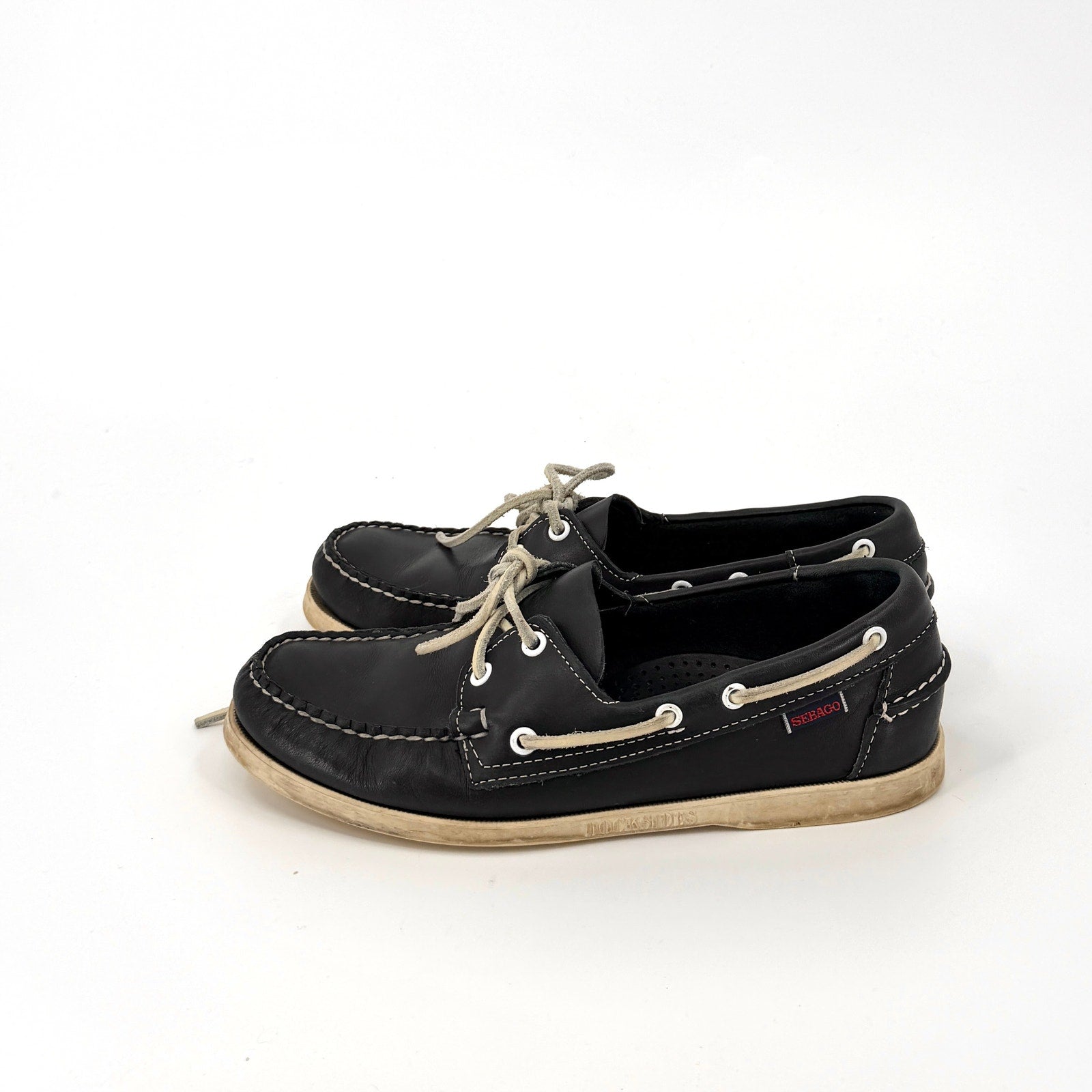 Sebago Navy Blue Genuine Leather Docksides Boat Shoes
