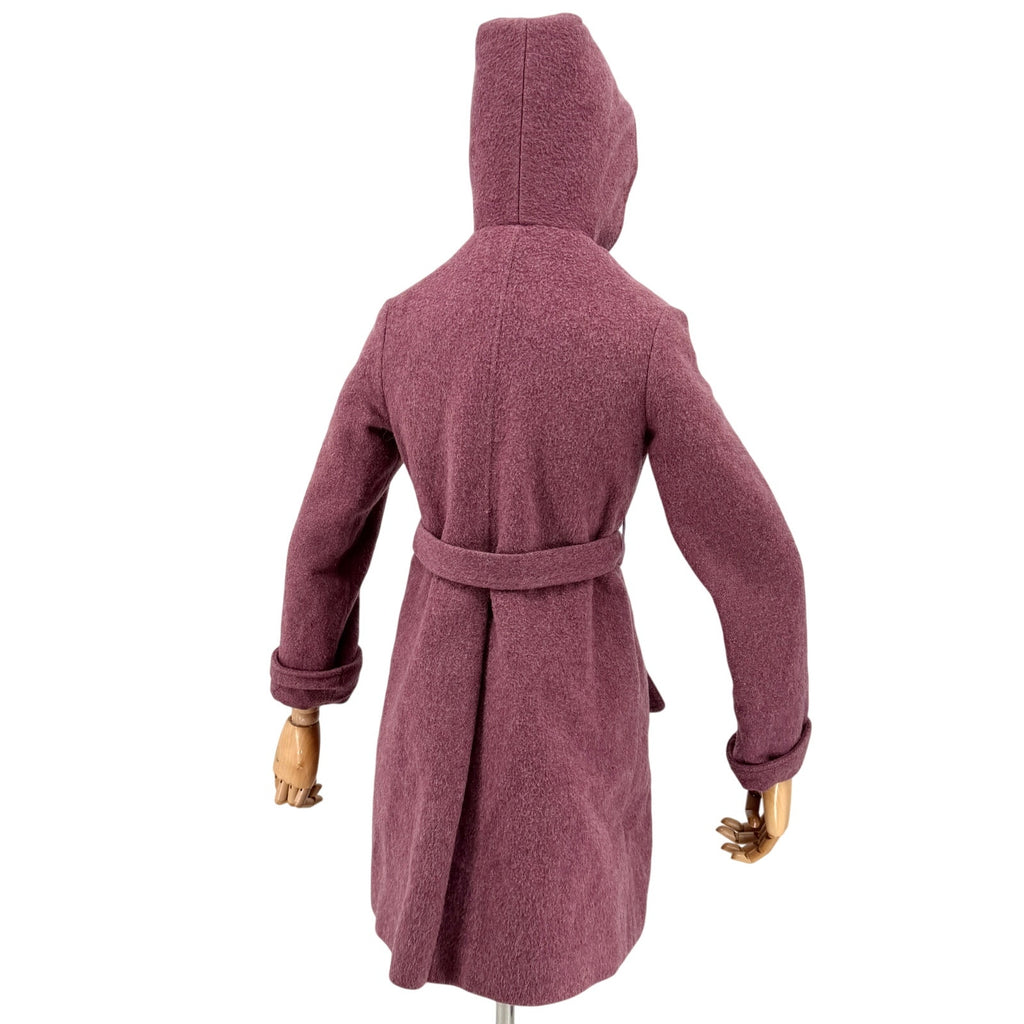 Vintage 70s Hymson's Mauve Purple 100% Wool Hooded Toggle Belted Coat