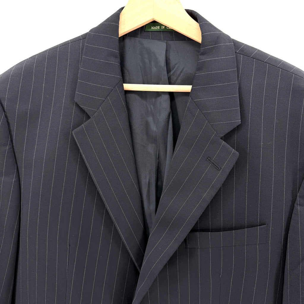 Vintage 90s Lauren Ralph Lauren Navy Blue 100% Wool Pinstripe Blazer