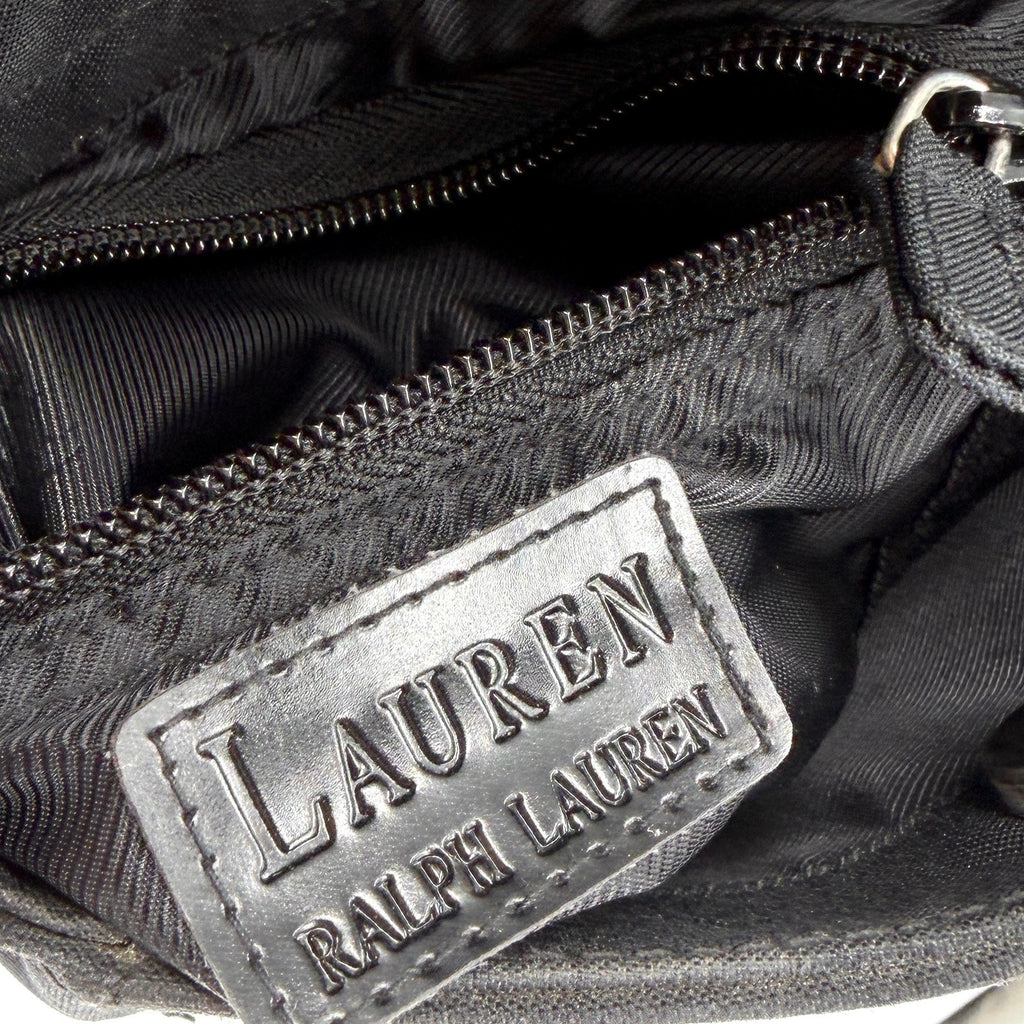 Lauren Ralph Lauren Black Nylon Striped Strap Mini Shoulder Bag