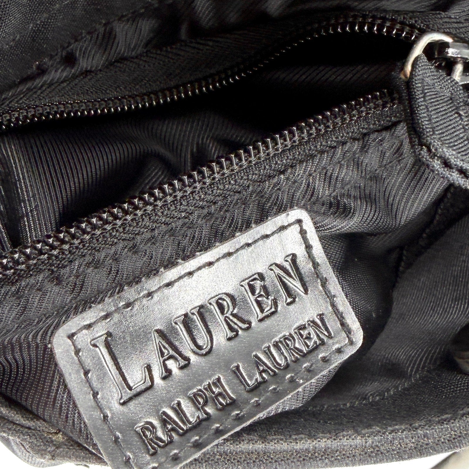 Lauren Ralph Lauren Black Nylon Striped Strap Mini Shoulder Bag