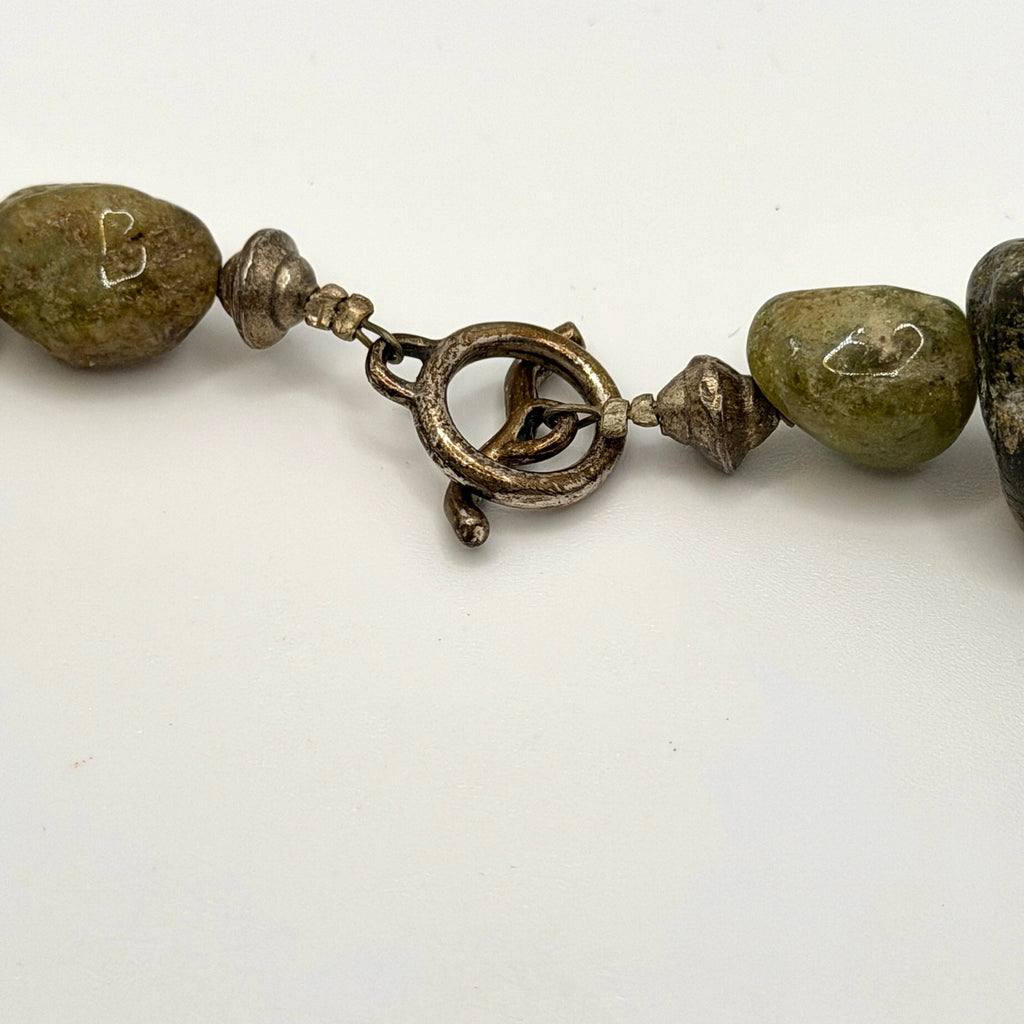 Vintage 90s Olive Brown Andradite Garnet Nugget Sterling Toggle Necklace
