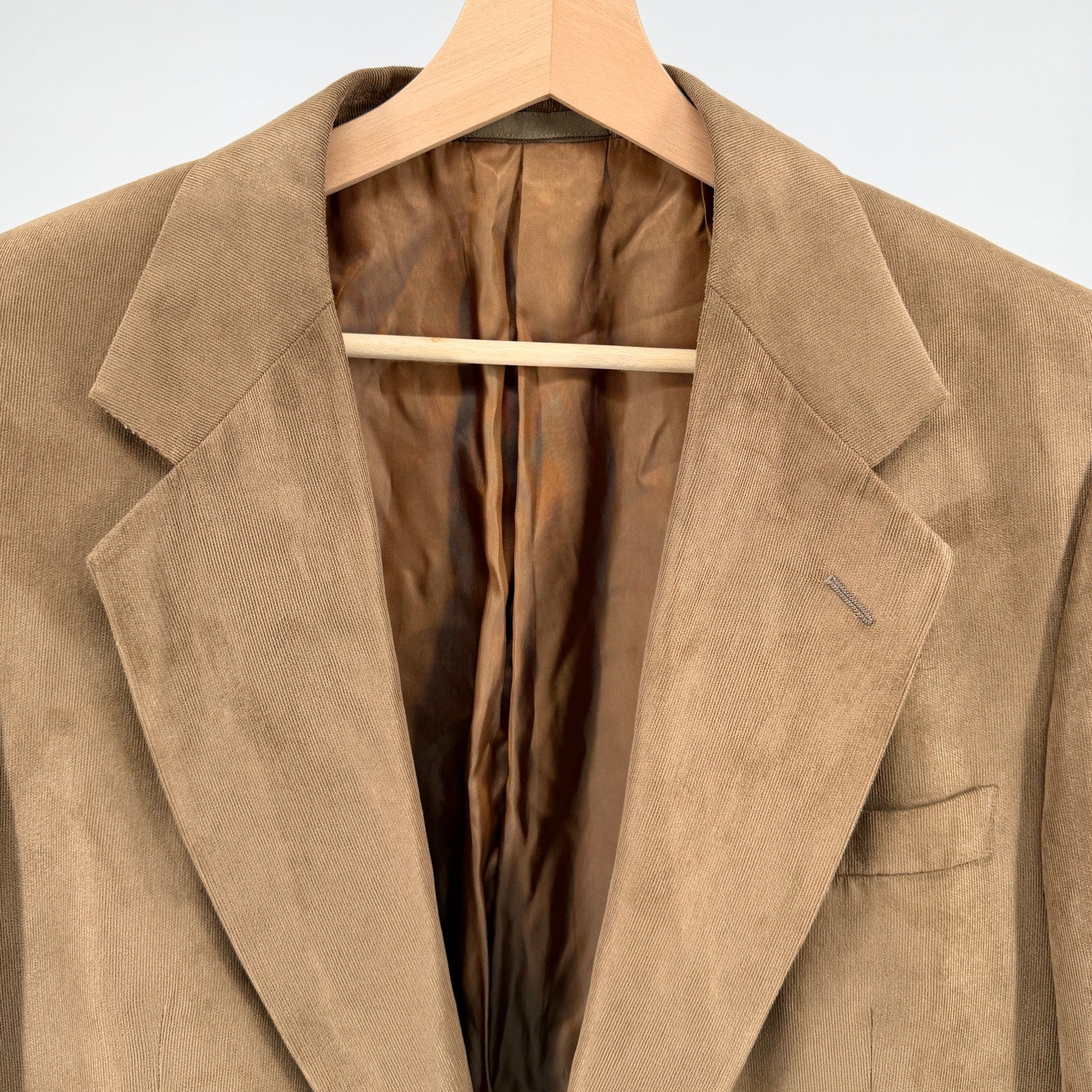 Vintage 90s Terzo Uomo Brown Velvet Two Button Menswear Blazer Jacket