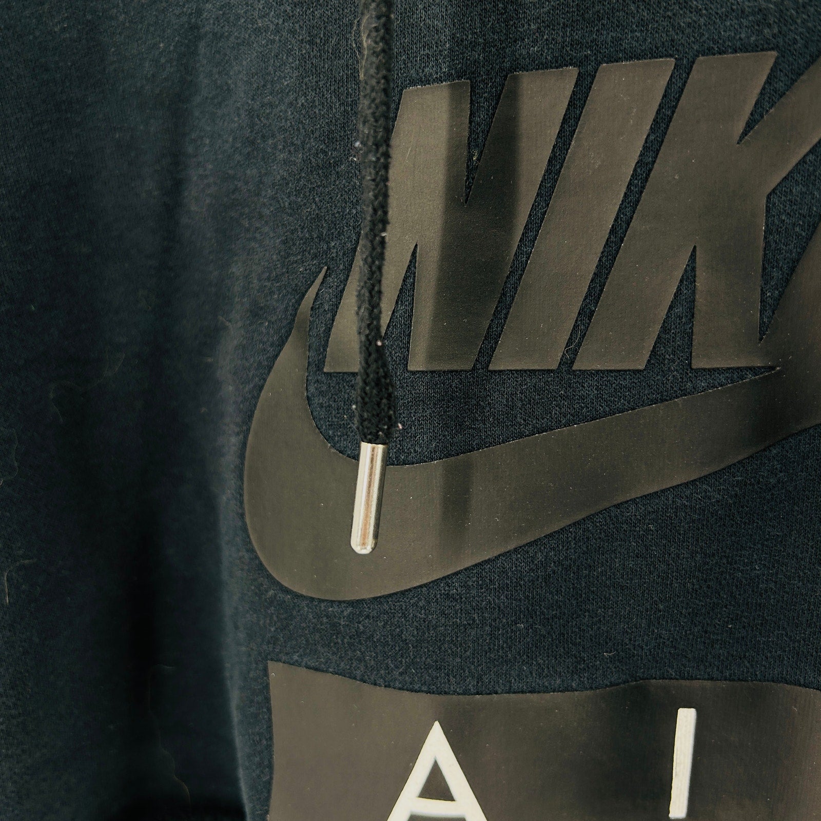 Nike Black Black on Black Logo Cropped Long Sleeve Sweatshirt Hoodie