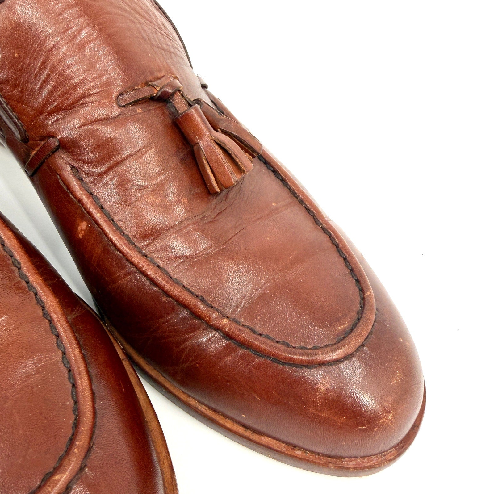 Elanroman Brown Leather Preppy Tassel Loafers