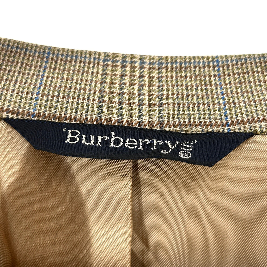 Vintage 90s Burberry Tan Wool Plaid Classic Tailored Blazer