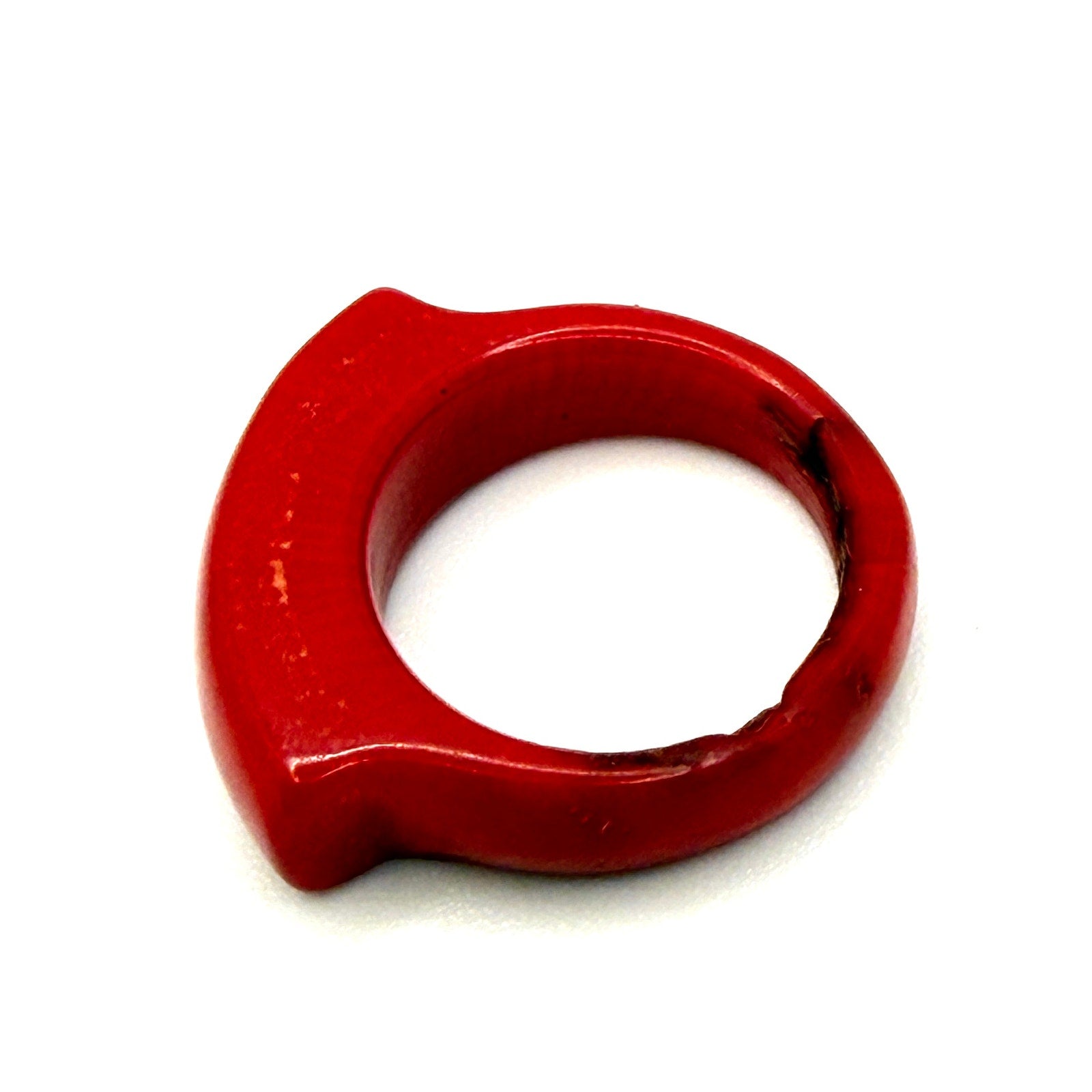 Vintage 90s Red Carved Natural Coral Minimalist Statement Ring
