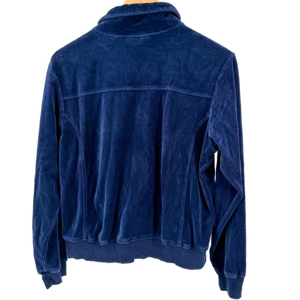 Vintage Y2K Oleg Cassini Sport Navy Quilted Velour Zip Jacket