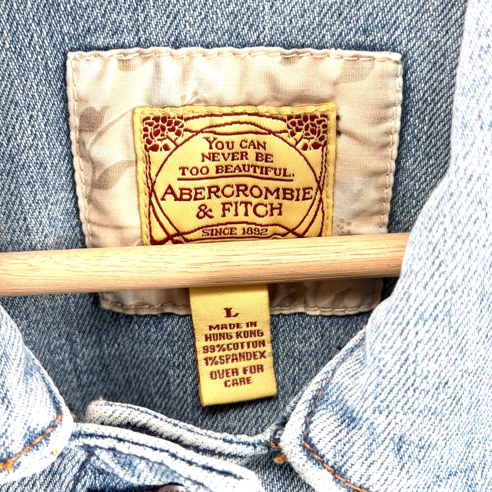 Vintage Y2K Abercrombie & Fitch Light Blue Distressed Cropped Denim Jacket