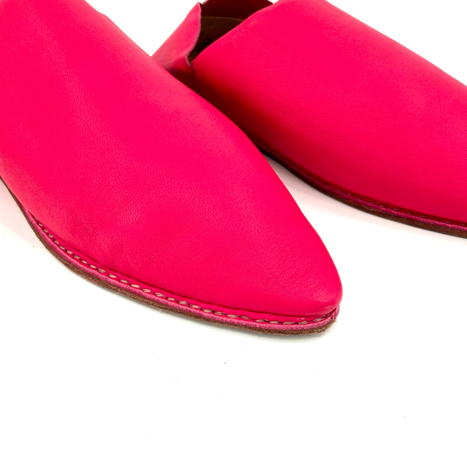 NEW Maroc Royal Asala Fes Hot Pink Genuine Leather Pointed Toe Babouche Mules