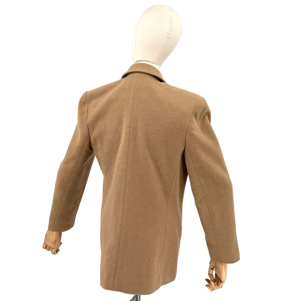 Vintage 80s Harve Benard Camel 100% Wool Chevron Tailored Blazer Jacket