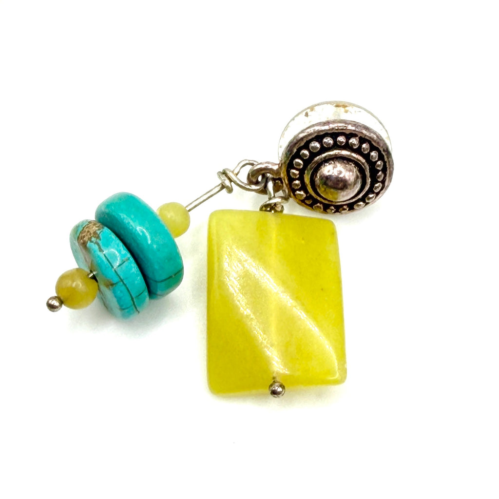 Vintage 90s Chunky Turquoise Yellow Jade Southwestern Statement Set