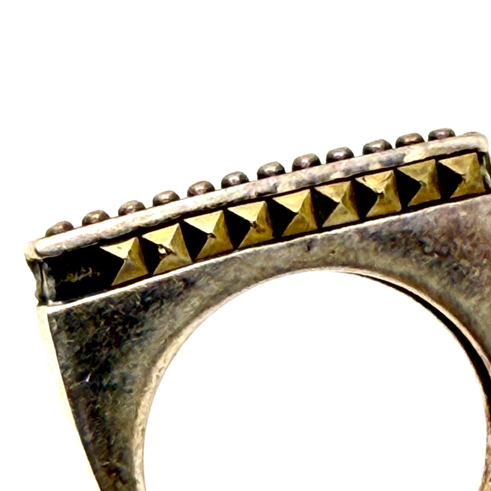 Vintage Sterling Silver Marcasite Geometric Bar Minimalist Statement Ring