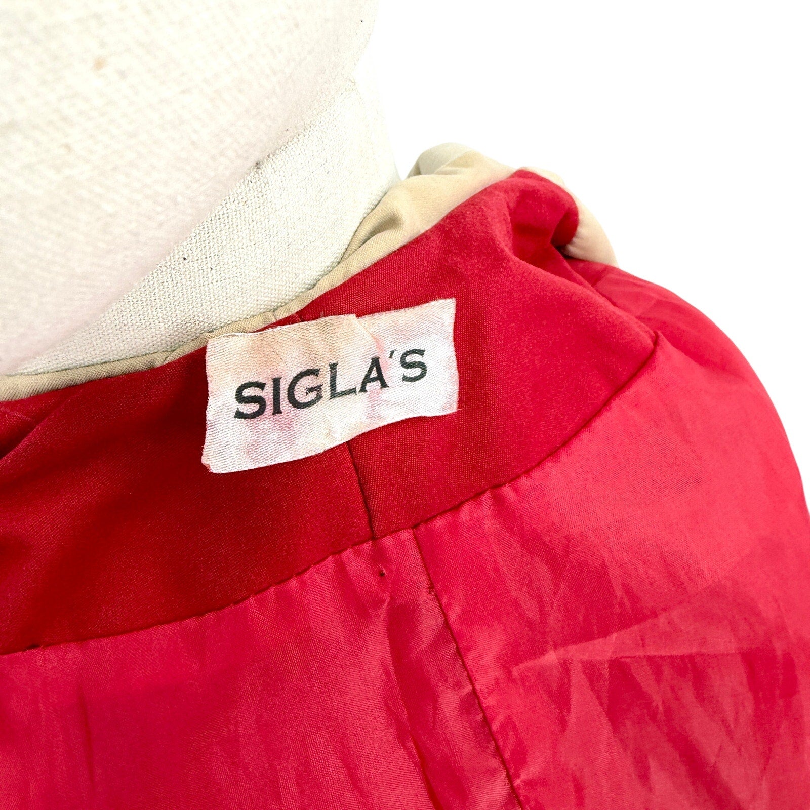 Vintage 80s Sigla's Red Tan Hooded Raincoat Windbreaker Jacket