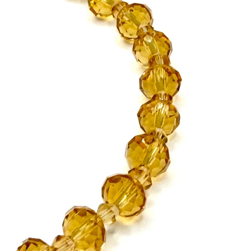 Vintage 90s Honey Amber Glass Faceted Cluster Magnetic Statement Necklace